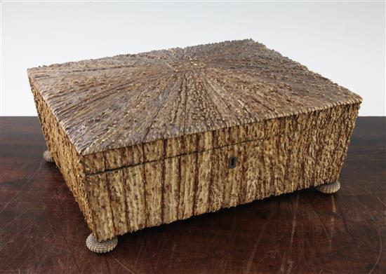 A 19th century Anglo Indian vizagapatam rectangular stag horn work box, 13in.